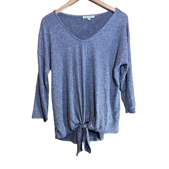 Green Envelope Tops - Green Envelope Blue Gray Extra Soft 3/4 Sleeve Tie Front Top Size M